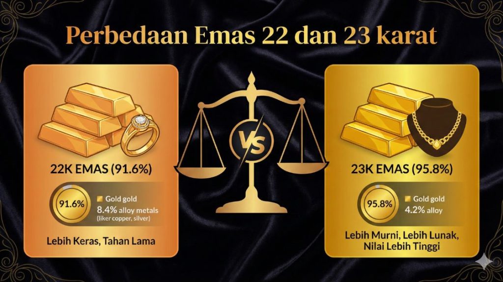 Perbedaan emas 22 dan 23 Karat